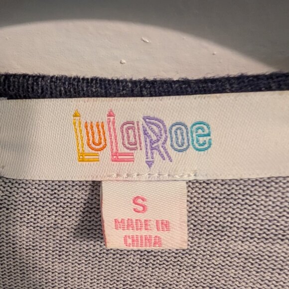 LuLaRoe Sarah Cardigan, size S, new but without tags, Navy with pink polka-dots - Picture 3 of 5